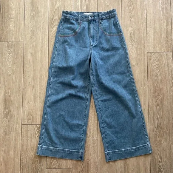 MADEWELL | Emmett Wide Leg Crop Jeans Rainbow Stitched Edition - Picture 2 of 13